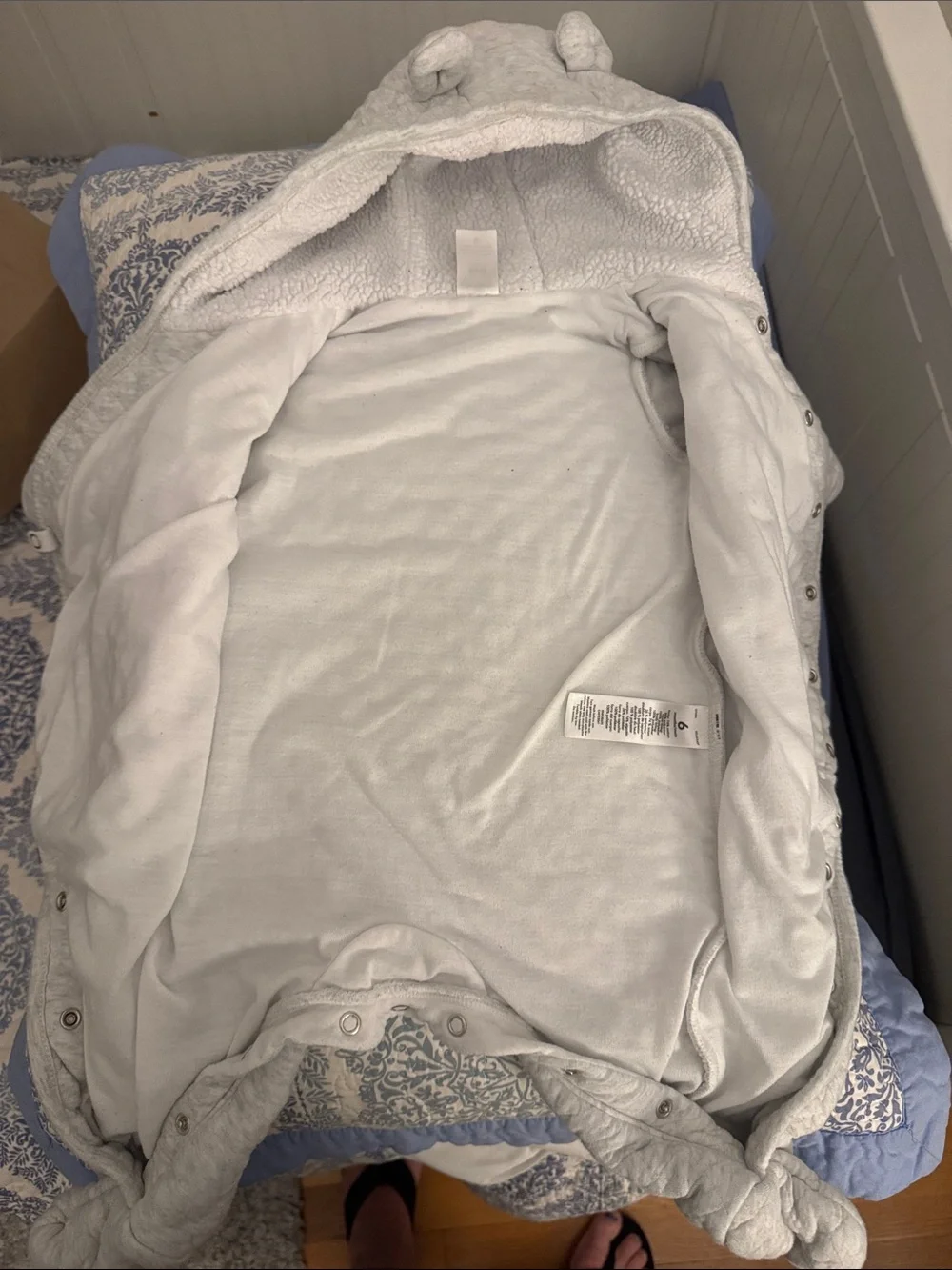 Carter's Light Heather Gray Quilted Hooded Baby One-Piece